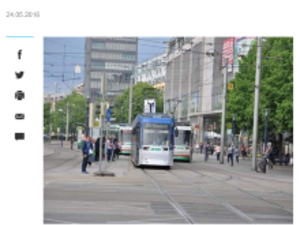 Screenshot Artikel Volksstimme zur Stadtratsdiskussion über die Anschaffung neuer Bahnen.