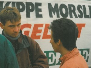 Die ehemalige Landtagsabgeordnete und spätere Umweltministerin im Pressegespräch in Morsleben, anlässlich der Greenpeace-Blockade des Endlagers. Foto: Archiv.