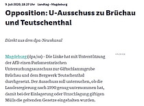 Screenshot Artikel Süddeutsche zum Untersuchungsausschuss Brüchau und Teutschenthal.