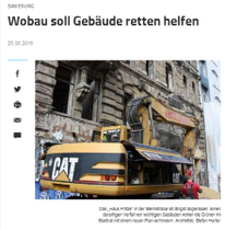 Screenshot Artikel Volksstimme Wobau soll helfen Gebäude zu retten.