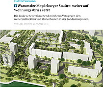Screenshot Volksstimme Artikel zum Stadtumbau am Schrotebogen.