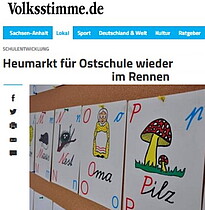Screenshot Artikel Volksstimme zur Grundschule in Ostelbien.