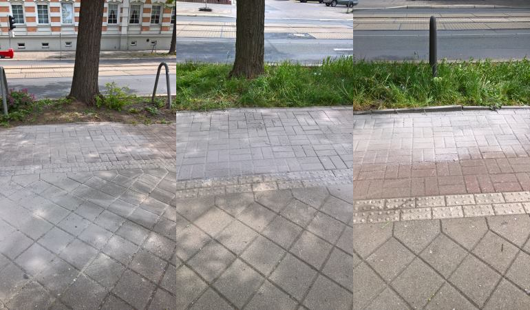 Der reparierte Radweg Südost vor den Häusern Alt Salbke 17-19. Der reparierte Radweg Südost vor den Häusern Alt Salbke 17-19.