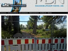 Screenshot vom Artikel aus den Magdeburger News zu den Bauarbeiten am Elberadweg in Fermersleben, mit einem Foto von der Baustelle.