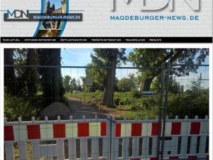 Screenshot vom Artikel aus den Magdeburger News zu den Bauarbeiten am Elberadweg in Fermersleben, mit einem Foto von der Baustelle.