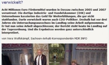 Screenshot Artikel zum Abschluss des 13. Unterschuchungsausschuss Fördermittelaffäre.