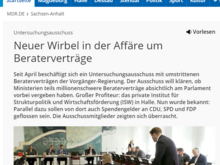 Screenshot Artikel mdr-Sachsen-Anhalt zum 15. PUA Beraterverträge.
