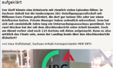 Screenshot MDR Artikel zum Abschlussbericht der IBG.