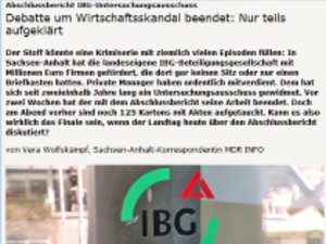 Screenshot MDR Artikel zum Abschlussbericht der IBG.