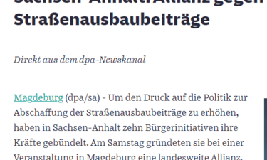 Screenshot Artikel Süddeutsche Straßenausbaubeiträge abschaffen.