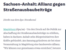 Screenshot Artikel Süddeutsche Straßenausbaubeiträge abschaffen.