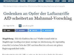 Artikel Mitteldeutsche Zeitung zur Debatte im Landtag über die Meile der Demokratie und das Gedenken an die Opfer.