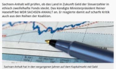 Screenshot Artikel MDR Sachsen-Anhalt Haseloff will umstrittene Fonds prüfen