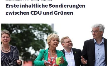Screenshhot Artikel Süddeutsche - CDU/Grüne sondieren.