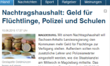 Screenshot MZ-Artikel zum Nachtragshaushalt.