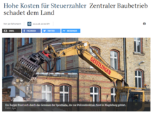 Screenshot Artikel zu den Probleme beim Bau- und Liegenschaftsmanagement (BLSA) des Landes Sachsen-Anhalt.