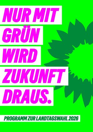 Titelseite des Landtagswahlprogrammes von BÜNDNIS 90/DIE GRÜNEN zur Landtagswahl 2026.