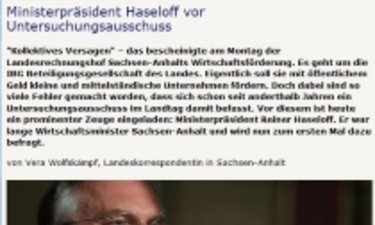 Screenshot mdr-info Artikel Hasselhoff vor Untersuchungsausschuss.