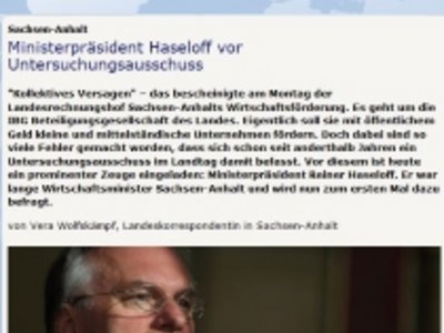 Screenshot mdr-info Artikel Hasselhoff vor Untersuchungsausschuss.