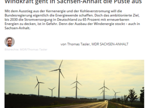 Screenshot MDR jump Artikel Windkraft stagniert.