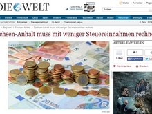 Screenshot Artikel aus der WELT zum Thema Kommunalfinanzen Sachsen-Anhalt.
