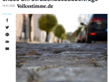 Screenshot Artikel Volksstimme zur geplanten Abschaffung der Straßenausbaubeiträge.