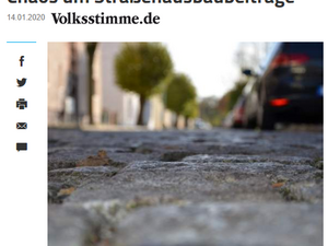 Screenshot Artikel Volksstimme zur geplanten Abschaffung der Straßenausbaubeiträge.