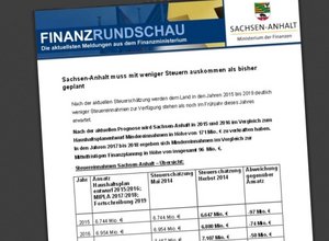 Pressemitteilung von Finanzminister Bullerjahn zur Steuerschätzung.