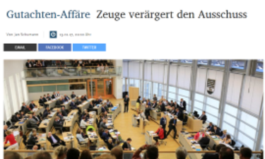 Screenshot Artikel MZ zum Untersuchungsausschuss im Landtag zur Gutachteraffäre.