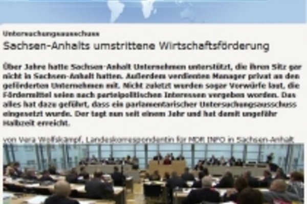 Screenshot Artikel mdr zum Landtagsuntersuchungsausschuss IBG.