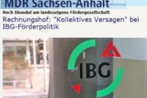 Screenshoot MDR Sachsen-Anhalt Artikel Rechnungshof zur IBG.