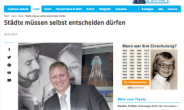 Screenshot Artikel Volksstimme zum Thema Gemeindefinanzen.