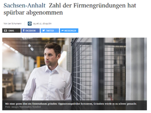 Screenshot Artikel MZ zur Förderung von Unternehmensgründungen.