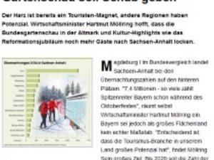 Screenshot Artikel volksstimme.de Tourismusentwicklung in Sachsen-Anhalt.