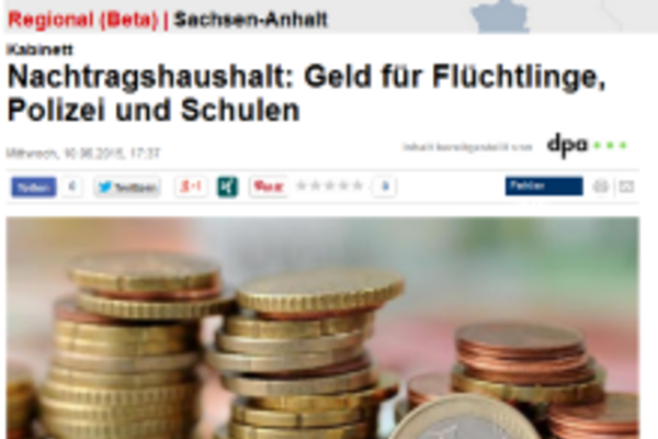 Screenshot (geändert) Focus Artikel zum Nachtragshaushalt Sachsen-Anhalt.