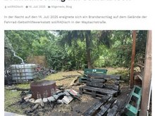 Screenshot vom Blog auf der Seite von SoliRadisch über den Brandanschlag.