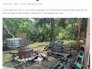 Screenshot vom Blog auf der Seite von SoliRadisch über den Brandanschlag.