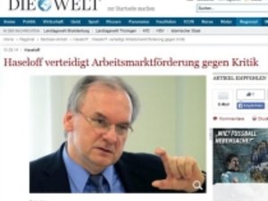 Screenshot Artikel in der Welt zur Aussage von Ministerpräsident Haseloff vor dem Untersuchungsausschuss zur Dessauer Fördermittelaffäre.