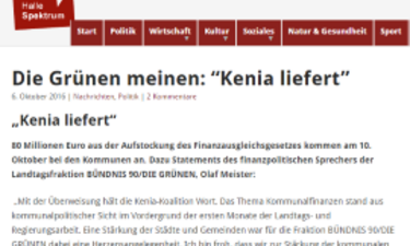 Screenshot Artikel halspektrum.de Kenia liefert - 80 Mill. mehr für die Kommunen.