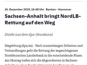 Screenshot Artikel Süddeutsche zur Finanzspritze für die NordLB.