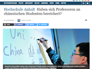 Artikel Mitteldeutsche Zeitung zur möglichen Veruntreuung von Studiengebühren ausländischer Studierenden.