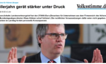 Screenshot Artikel Volksstimme Bullerjahn gerät unter Druck.