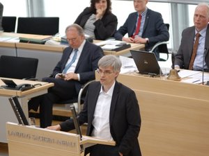 Olaf Meister am Redepult im Landtag.