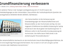 Screenshot Artikel hallespektrum.de zur Pressemitteilung von Olaf Meister - Thema Arbeitsbedingungen an Hochschulen verbessern.
