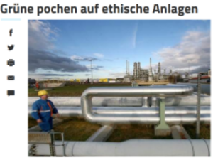 Screenshot Artikel Volksstimme Grüne pochen auf ethische Anlagen.