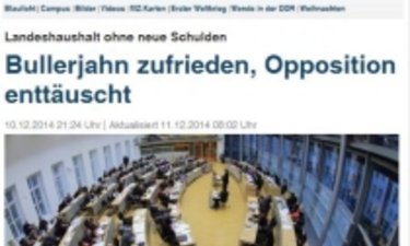 Screenshot Artikel MZ - Bericht Landtagsdebatte Haushalt.