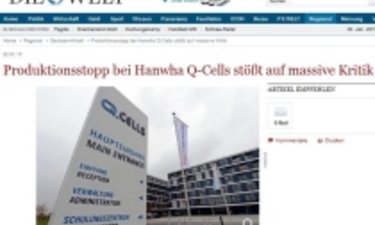 Sreenshot Artikel Werkschließung Q-Cells.