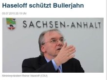 Screenshot Artikel MZ Haseloff unterstützt Bullerjahn.