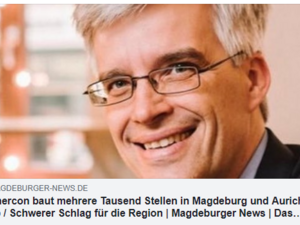 Screenshot Magdeburger News Artikel zum Stellenabbau bei Enercon.