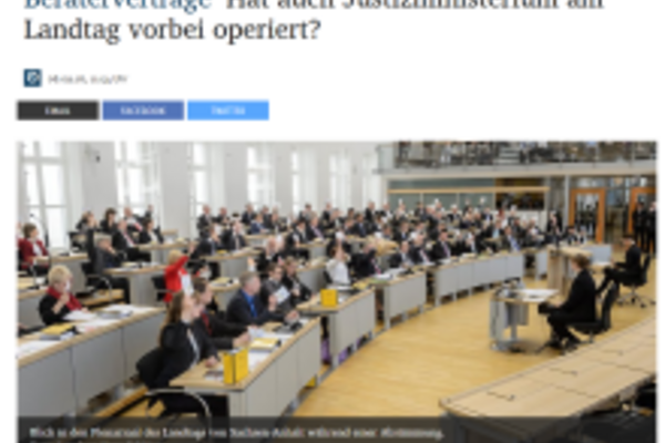 Screenshot MZ Artikel Beraterverträge Hat auch Justizministerium am Landtag vorbei operiert?